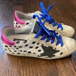 Golden Goose super-star calf hair & suede sneakers.Color Black/white.Size IT36